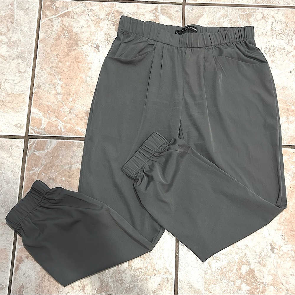 W118 lightweight grey silky smooth joggers slush pants soft cyber punk
